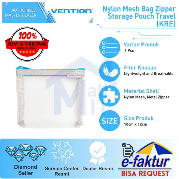 Gambar Vention Mesh Bag Zipper Storage Pouch Travel Organizer Bag Nylon KRE - KRE 1Pcs dari Mall IT Medan undefined Tokopedia