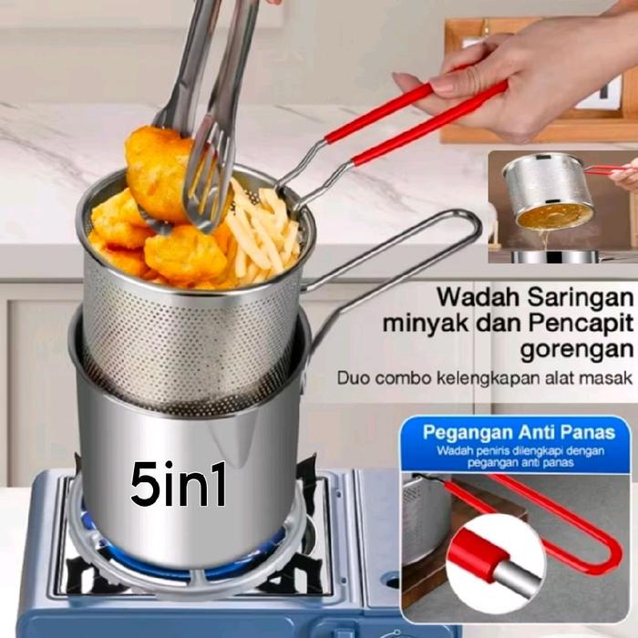 Gambar Panci Premium Multifungsi 5in1 Saringan Minyak Penjepit Anti Panas, Cocok untuk Menggoreng Ayam Merebus Fryer Masak Mie Dapur Kitchenware dari HAPPY MOCHI BUNNY undefined Tokopedia