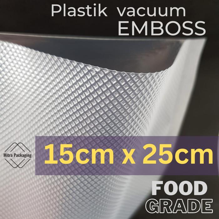 Gambar Plastik Vacuum Makanan Vacum Emboss - Embossed Food Vacuum bag Vakum - 15 x 25 dari Mitra Packaging undefined Tokopedia