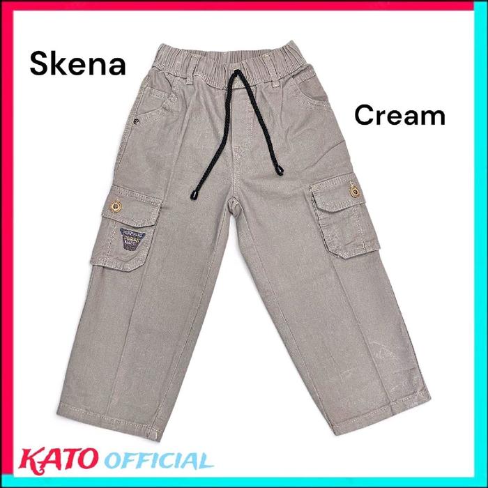 Gambar Skena anak, Celana Panjang Cargo Model Baggy/Gombrong Cowok Fashion - Cream, 5 tahun dari BRAND KATO undefined Tokopedia