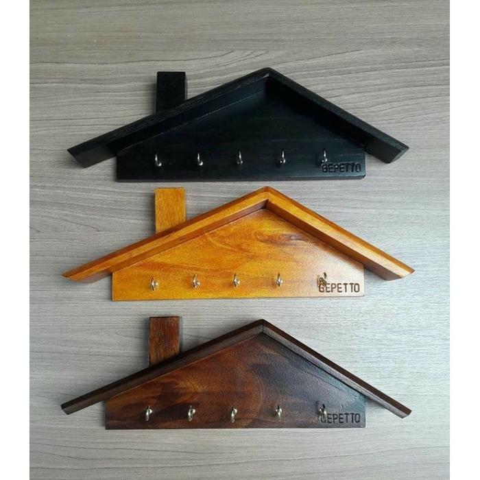 Gambar Key Holder Rumah Kunci Unik Rak Gantungan Kunci Tempat Kunci Rak Kunci Kayu Elegant Wall Hanging Decor Aesthetic Dinding - Walnut Jati, P 30 x 4x 12 cm dari BEDENG kreatif undefined Tokopedia