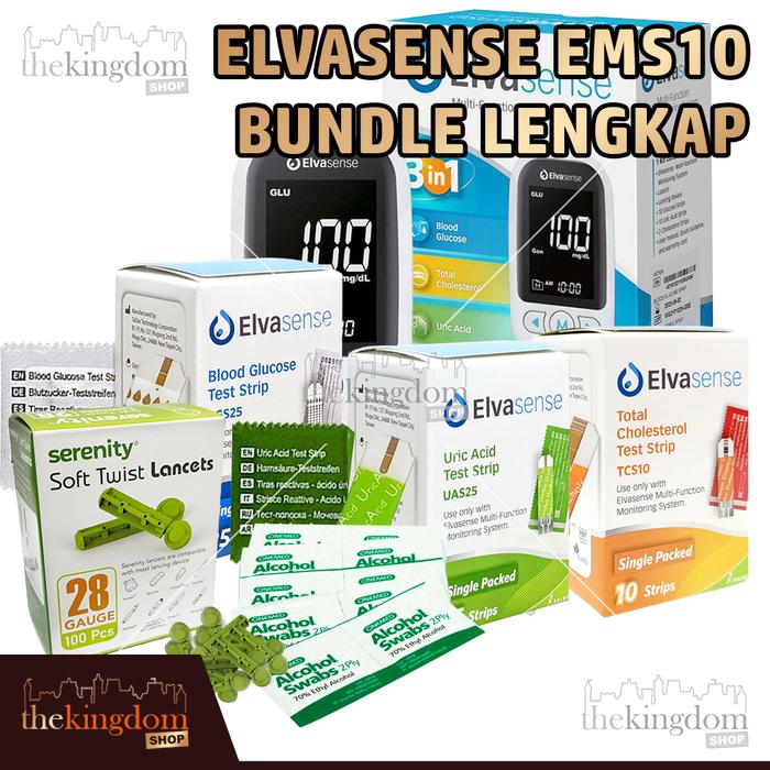 Gambar Elvasense EMS10 3in1 Alat Cek Gula Darah Kolesterol Asam Urat Tes Chol - Bundle Lengkap, Plastik dari The Kingdom Shop undefined Tokopedia