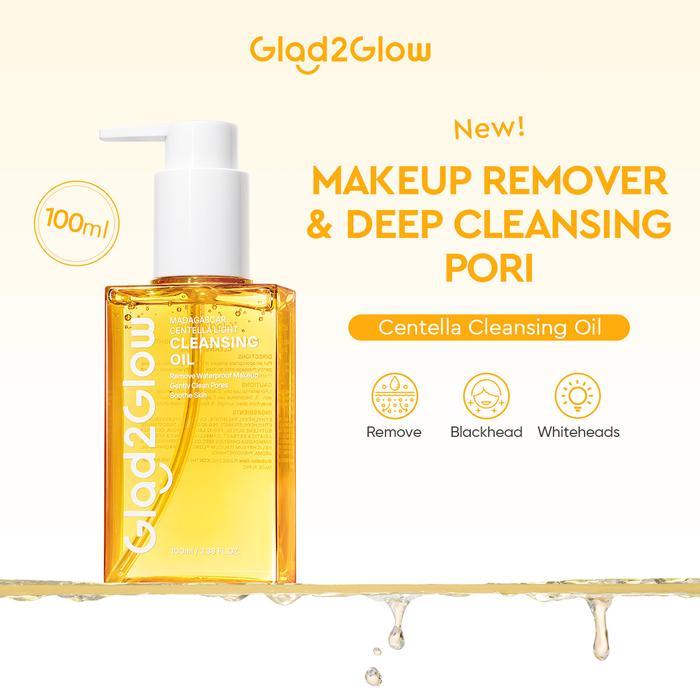 Gambar Glad2Glow Madagascar Centella Light Cleansing Oil 100ml/200ml Remover bersihkan kotoran wajah makeup remover micellar water acne jerawat cleanser micellar water untuk kulit jerawat pembersih makeup wajah - 100ML dari Lyne Beauty_NEW undefined Tokopedia