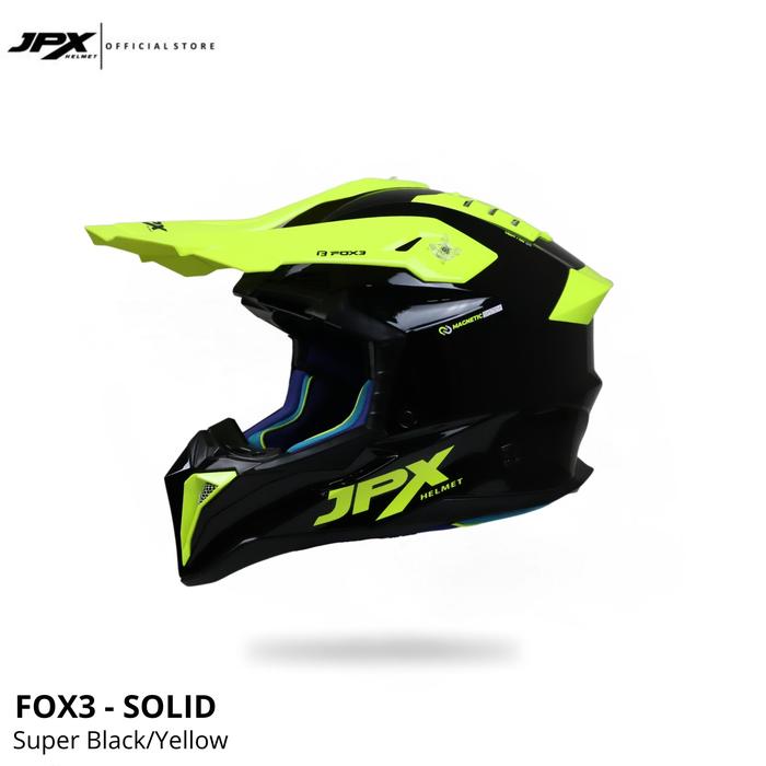 Gambar Helm Full Face Cross Pria Wanita Harian Motor Trail Tebal Nyaman SNI DOT JPX FOX3 Solid - Yellow - Super Black, L dari JPX HELMET Kab. Tangerang Tokopedia