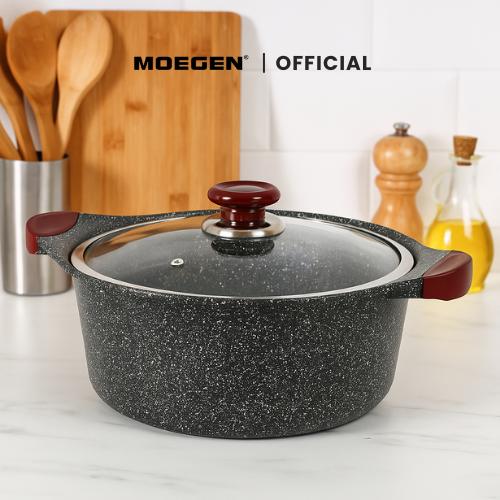 Gambar MOEGEN Casserole / Stock Pot 28cm Granite Series - Hitam dari Moegen Indonesia undefined Tokopedia