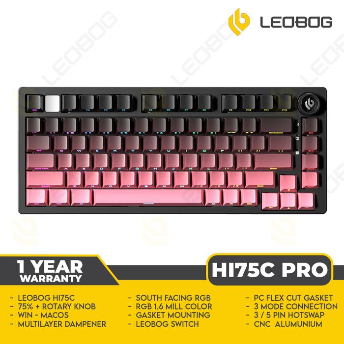 Gambar Leobog HI75C PRO Black Gradient Pink - Mechanical Keyboard 75% - 3 Mode (Wired/Bluetooth/2.4G) - CNC Aluminum - Gasket Mount - RGB - Hotswap dari Leobog Indonesia undefined Tokopedia