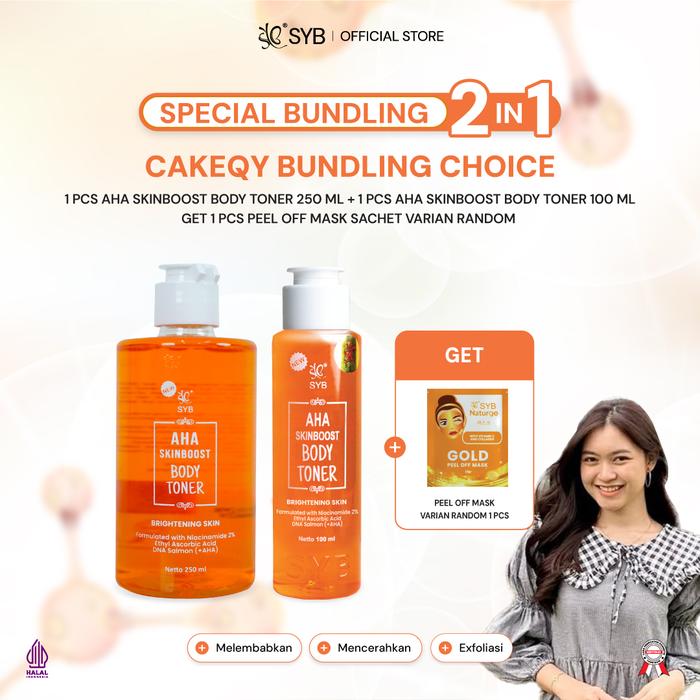 Gambar 【Cakeqy Bundling Choice】 - Body Toner 250ml + Body Toner 100ml *Get 1pc Peel Off Mask Varian Random* dari SYB undefined Tokopedia