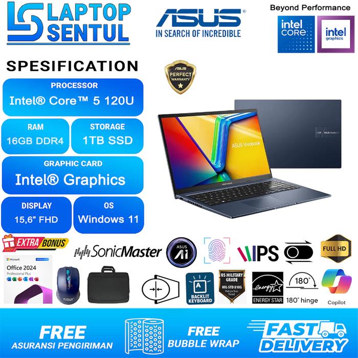 Gambar Laptop Asus vivobook Go 15 F1504VAP Intel Core 5 120U Ram 16GB 1TB SSD FHD IPS Windows 11 Office 2024 Quite Blue - F1504VAP - Intel Core 5 120U, 16GB | 512GB SSD dari laptop Sentul 2 undefined Tokopedia