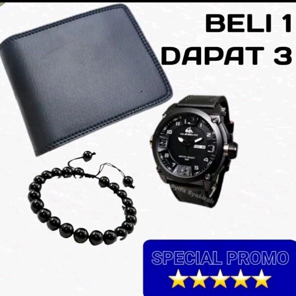 Gambar New Promo!!! Jam Tangan Pria QuickSilver Tali Kulit Bonus Dompet dan Gelang - Hadiah, Aksesoris - hitam dari TOKO ALIYAAA undefined Tokopedia