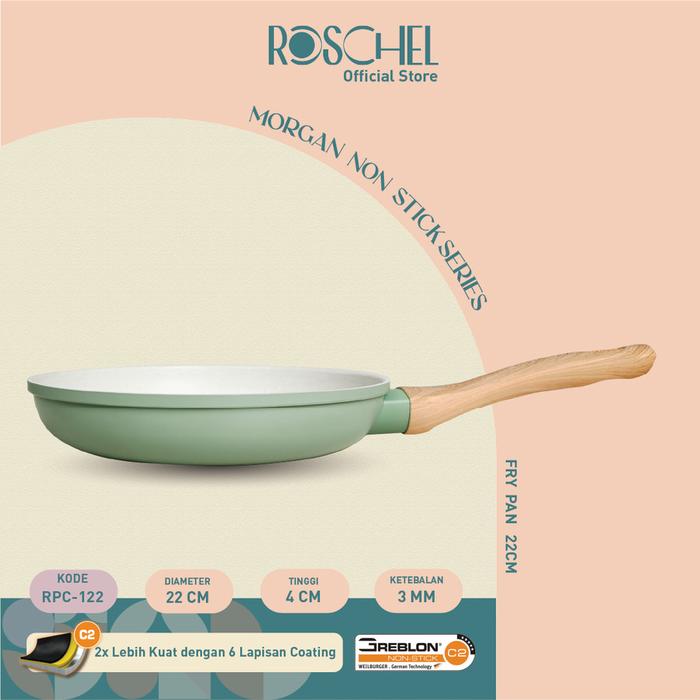 Gambar Panci Roschel Morgan Ceramic Series Anti Lengket - FRYPAN22CM (HIJAU) dari Toko Multi Elektronik undefined Tokopedia
