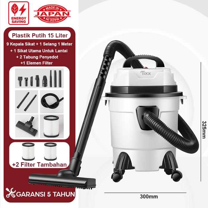Gambar Tixx Penyedot Debu 3in1 Multifungsi Vacuum Cleaner 15L 500W Kapasitas Tinggi dengan Penyerapan Air & Menyedot Angin Alat Pembersih Praktis dan Efisien untuk Rumah Tangga Merah - Putih+15L+500W+19000Pa+9 hadiah+3 filter dari Tixx official ID undefined Tokopedia