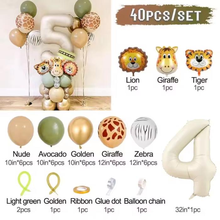 Gambar DINOSO Balon Set Dekorasi Tema Jungle 40pcsa Angka 32 Inch Lucu Balon Set Dekorasi - Tema Jungle Angka 4 dari DINOSO INDONESIA undefined Tokopedia
