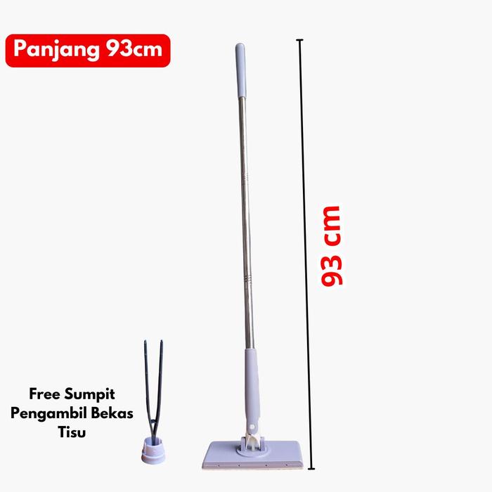 Gambar Alat Tongkat Pel Model Tekan Tisu Refill Dual Use Tissue Kering Basah Disposable Cleaning Mop - 93cm dari ARGAF Store undefined Tokopedia