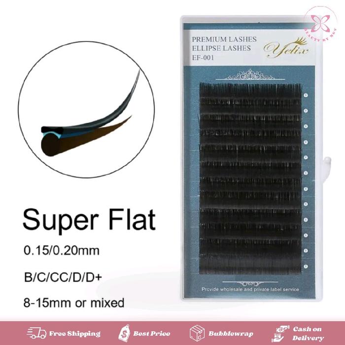 Gambar YELIX PREMIUM ELLIPSE Flat Eyelash Extension Bulu Mata Sambung - 9mm, 0.20C dari Beautybynov undefined Tokopedia