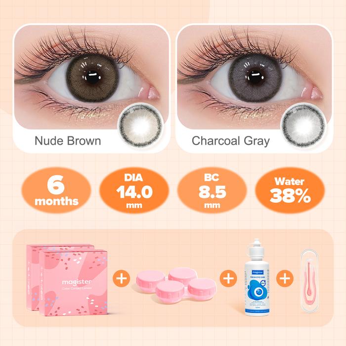 Gambar 【Recombinasi】Magister Softlens DIA 14/14.2/14.5mm Cokelat Ring Candy Brown Lens Kontak Minus 0.00~-6.00 Abu-abu Gradasi OMG Gray Lensa Beli 2 Dapat 2 with Cairan - Nude Brown + Charcoal Gray【14.0】, 0.00 dari Magister Softlens ID undefined Tokopedia