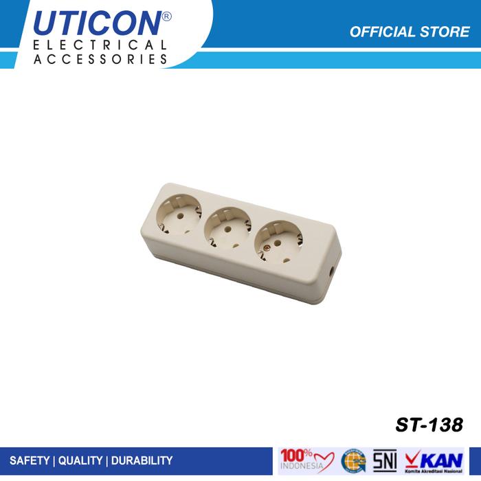 Gambar UTICON Stop Kontak 3 Lubang Stopkontak Arde ST-138 (Tanpa Kabel) dari Uticon Official undefined Tokopedia