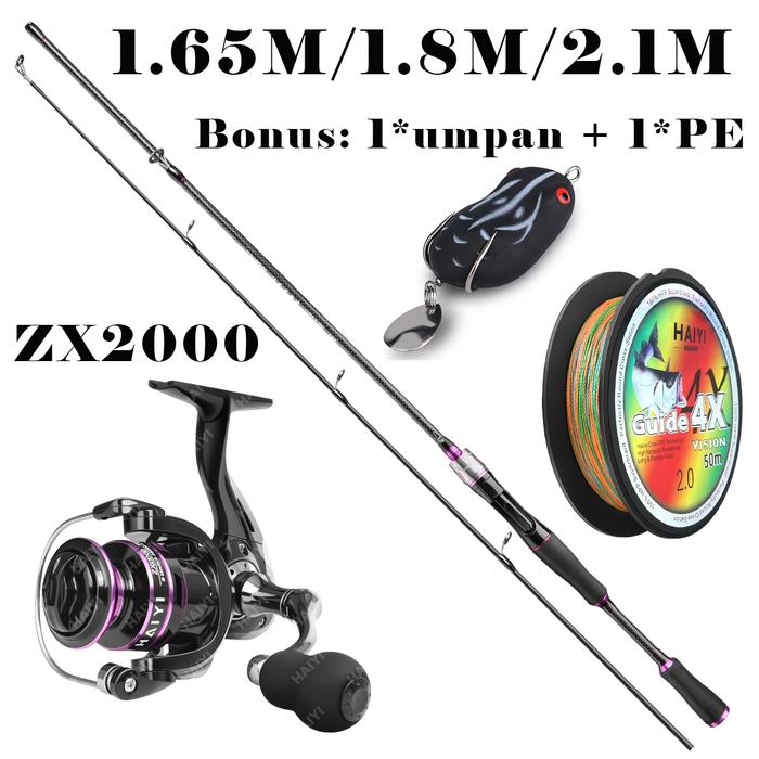 Gambar Set Pancing 1.65m/1.8m/2.1m Joran Pancing 2000-4000 Reel Pancing bouns Senar Pancing Umpan Combo pancingan set lengkap joran pancing set - Hitam Ungu 2000, 1.65M dari HAIYI SPORT undefined Tokopedia