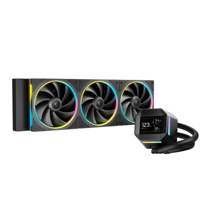Gambar AIO Liquid Cooler Water Cooling CPU Processor Deepcool LM360 LM-360 ARGB RGB LCD DIGITAL | 3 Fan 360mm | Black Hitam | Garansi Resmi 3 Tahun dari UV Computer Mall undefined Tokopedia
