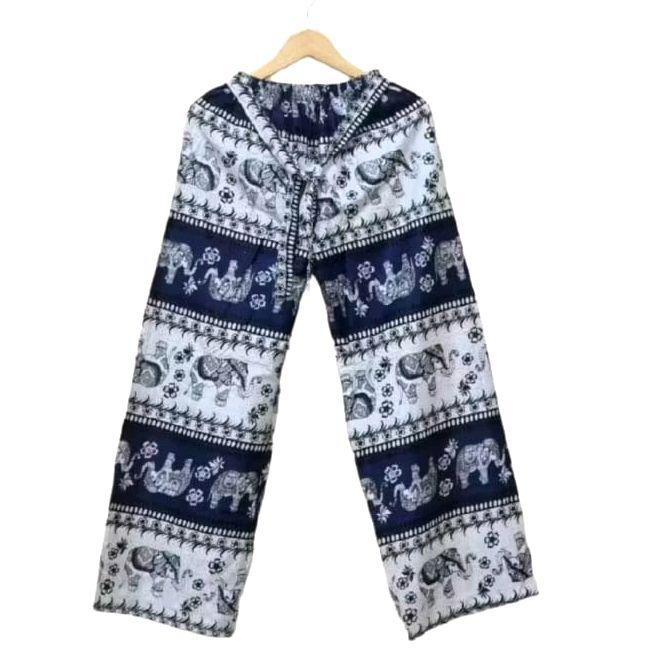 Gambar Celana Wanita / Celana Pria Motif Gajah Thailand Bahan Rayon Nyaman Lembut Santai - Kulot Biru, L dari Amalia.Batik undefined Tokopedia