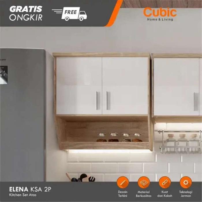 Gambar Cubic ELENA KSA 2P - Oak White - Dekoruma Kitchen Set Rak Atas Dapur 2 Pintu - Oak White dari Dekoruma Official Store undefined Tokopedia
