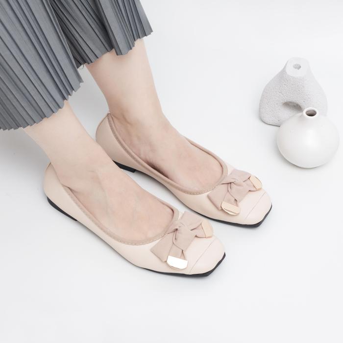 Gambar BELLAZORA-pansus korean style wanita/flat shoes coklat/sepatu flatshoes wanita korea Elegant Hitam Kerja elsa 01 - CREAM, 37 dari Bellazora undefined Tokopedia