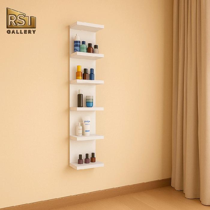 Gambar RST Rak Kosmetik Dinding Estetik — Rak Susun Makeup Minimalis Tebal 18mm, Kuat & Anti Air, Bikin Kamar Rapi - Putih dari RSTgallery undefined Tokopedia
