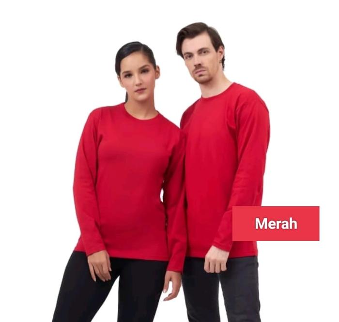 Gambar Kaos oblong lengan panjang Merah polos - kaos polos panjang merah dari grosir kemeja winstar undefined Tokopedia