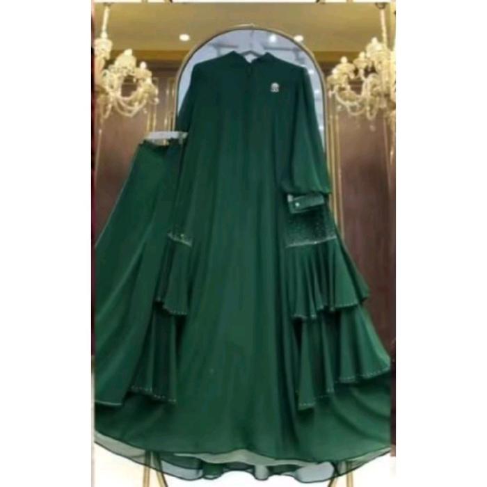 Gambar Dress set hijab Al ula 2 by shella saukia 02-509 Gamis Muslim Wanita Lebaran - hijau dari alifzabutik1 undefined Tokopedia