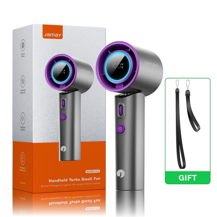 Gambar [New] JAMAY F10 High-speed Portable Handheld Turbo Fan kipasanginportable 3 in 1 Kipas Angin 4000mah 12H Life Battery Digital Display With RGB Ambient Lighting and Torch Function Strong Wind 199 Gear Wind Speed Adjustable Turbo kipas - Abu-abu dari ViewstoreO undefined Tokopedia