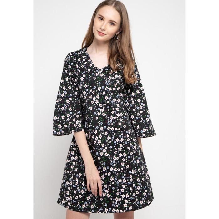 Gambar Ella Dress In Black Print Casual Midi - M dari Sophistix Store undefined Tokopedia