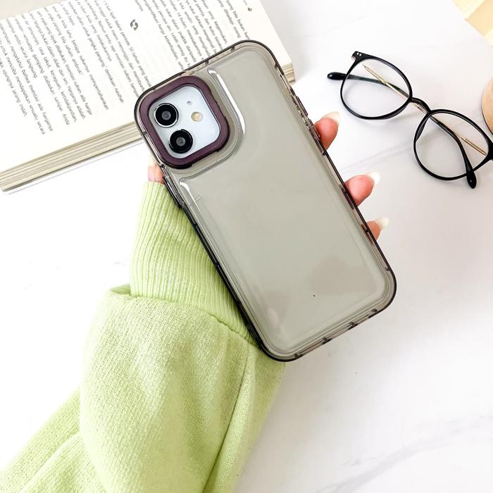 Gambar 【SatSet.ind】 Airbag Metalic Transparent Case Compatible with iPh X XR 11 13 Pro Max 15 Casing Silicon Ponsel Silikon Transparan Clear lentur aman full cover coloful simple polos - Black, XsMax dari SatSet.ind undefined Tokopedia