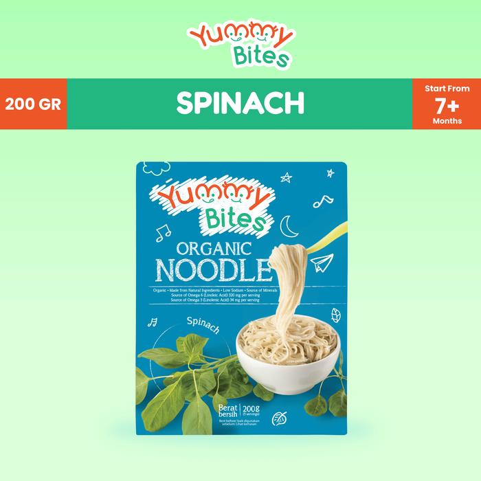 Gambar Yummy Bites Organic Noodle 200 GR Mie Bayi Organik / MPASI / Mie baby organic - Spinach dari Yummy Bites undefined Tokopedia