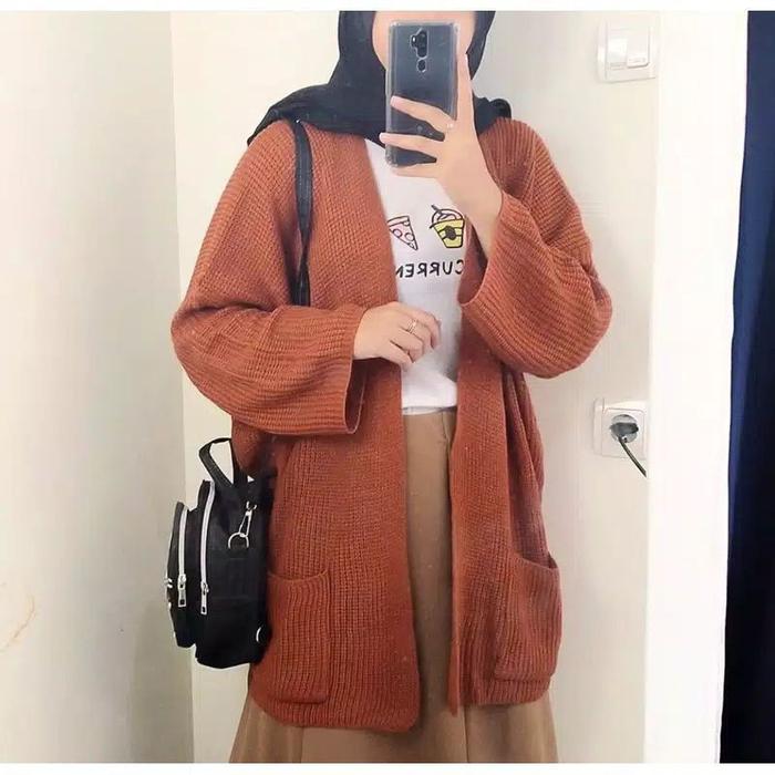 Gambar CARDIGAN RAJUT OVERSIZE LAVELA RAJUT TEBAL PREMIUM - Coklat, XXL dari Putra store bdg undefined 5 Tokopedia