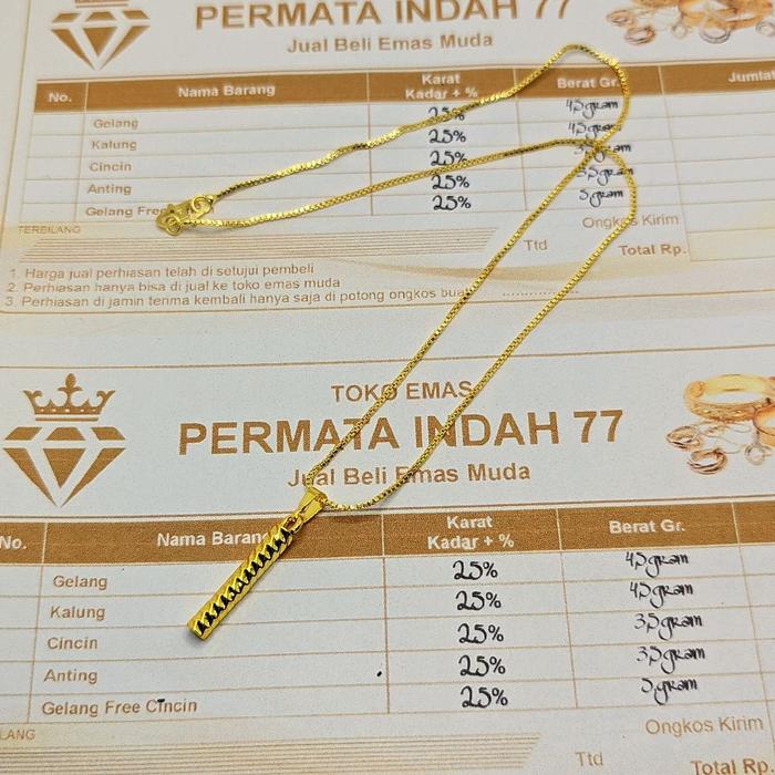 Gambar Kalung Itali liontin bambu mewah ukuran 45cm bahan terbuat dari emas muda free surat dari toko Perhiasan dari PERMATA INDAH 77 undefined Tokopedia