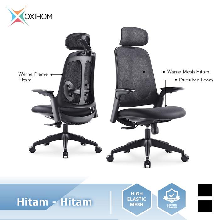 Gambar OXIHOM FM7217 Kursi Mesh Kursi Gaming Kursi Kantor dengan Foot Rest Nyaman Ergonomis Stylish untuk Produktivitas Kerja dan Kenyamanan Bermain yang Optimal - Hitam - Hitam dari Abditama Official undefined Tokopedia