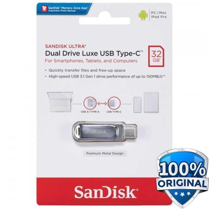 Gambar SanDisk Ultra Dual Drive Luxe Flashdisk OTG Type C 32Gb / 64Gb / 128Gb / 256Gb / 512Gb / 1TB USB 3.1 - 32Gb dari Vidsen Online undefined Tokopedia