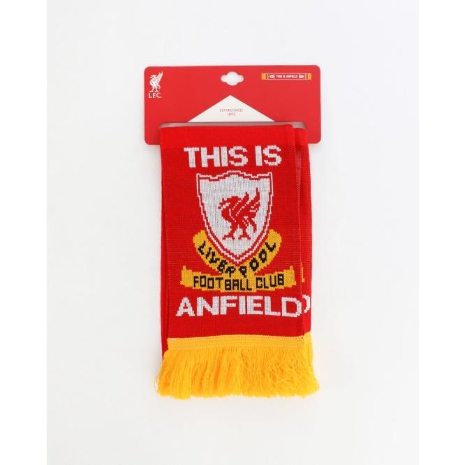 Gambar Liverpool FC  This Is Anfield Scarf  - Official LFC Accessories Syal - Merah dari Liverpool FC Retail Indonesia undefined Tokopedia