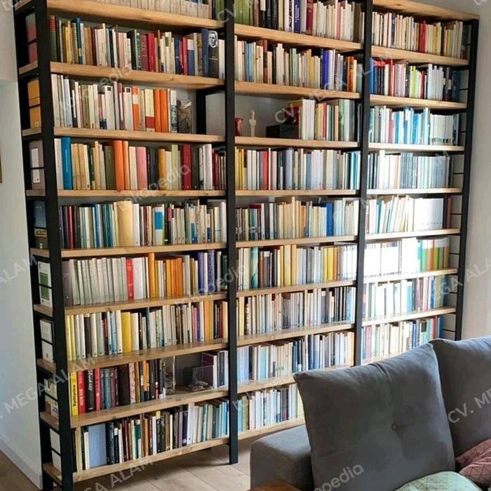 Gambar PREMIUM Rak Buku kantor Toko Perpustakaan hambalan kayu asli rangka besi hollow ukuran 30*200*250cm dari Sudut Property undefined Tokopedia