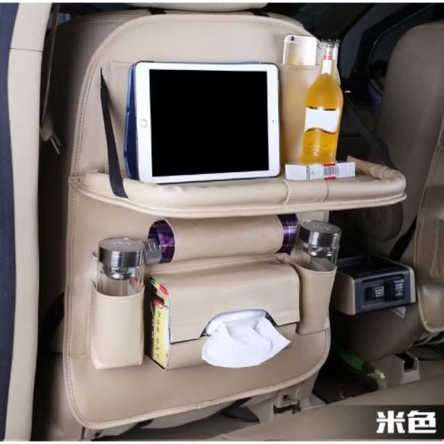 Gambar Set Car Seat Organizer Plus Meja Lipat Tas Multi Fungsi Belakang Jok KULIT Premium - Cream dari Accmobil_NEW undefined Tokopedia
