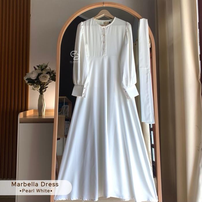 Gambar MARBELLA DRESS BY ELSHIFA DRESS PESTA ANTI UV - PEARL WHITE, L dari Elshifa Hijab & Outfit undefined Tokopedia