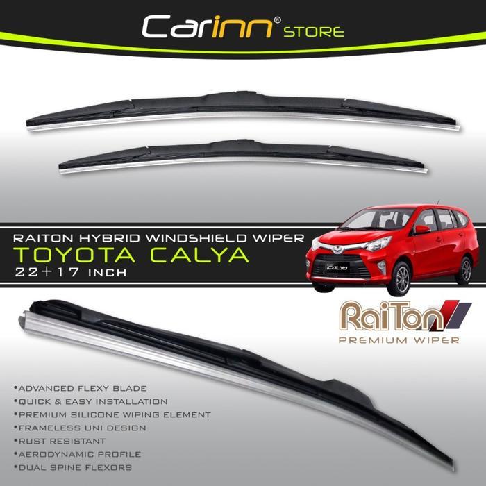 Gambar RAITON SEPASANG WIPER HYBRID KACA DEPAN MOBIL TOYOTA CALYA 22" & 17" -2 BUAH/SET - HITAM - 22 + 17 Inch dari silvinShop undefined Tokopedia