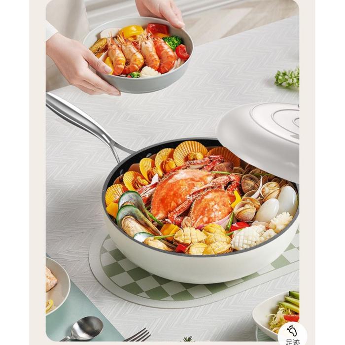Gambar BAKINDO Wajan Granite Anti Lengket 32cm Sama Tutup Cream Series Non Stick Coating Bisa Digunakan Semua Jenis Kompor - Wajan Granite 32cm dari BAKINDO undefined Tokopedia