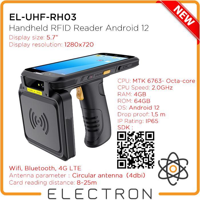 Gambar EL-UHF-RH03 Handheld RFID Reader Android 12 Long Range Reader Writer - 4+64, QR dari Electron ID_NEW undefined Tokopedia