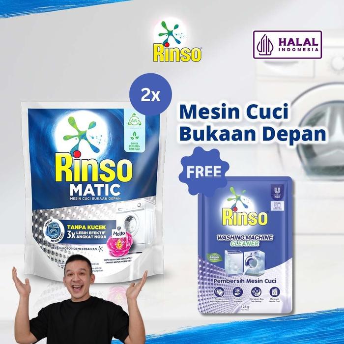 Gambar [BUY 2 GRATIS Washing Machine Cleaner 125gr] Rinso Matic Deterjen Cair Bukaan Depan 1-6L Isi 2 dari Unilever Official Store undefined Tokopedia