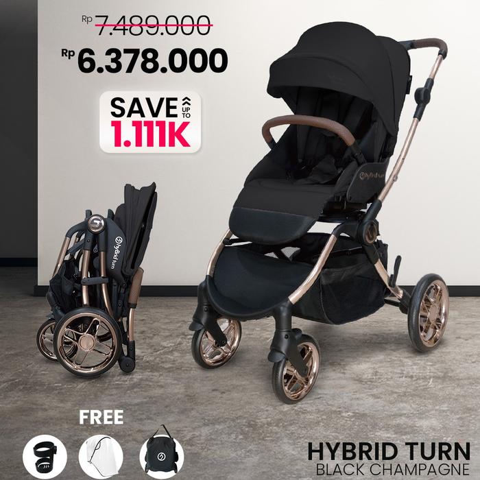Gambar Hybrid Premium Turn Stroller Stroller Reversible Seat Stroller 360 derajat Stroller Bayi Stroller Baby - Black Champagne dari The Little Cute undefined Tokopedia