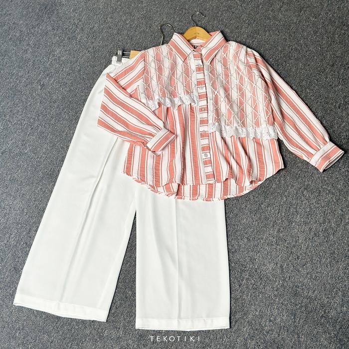 Gambar Setelan One Set Zevana Crinkle salur Set Celana dari ESHASCARF_NEW undefined Tokopedia