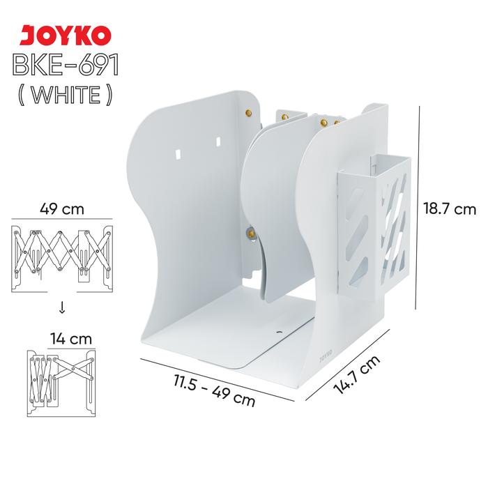 Gambar JOYKO Sandaran Buku Adjustable Book End BKE-691~692 - BKE-691 White dari Joyko Indonesia Kota Administrasi Jakarta Utara Tokopedia