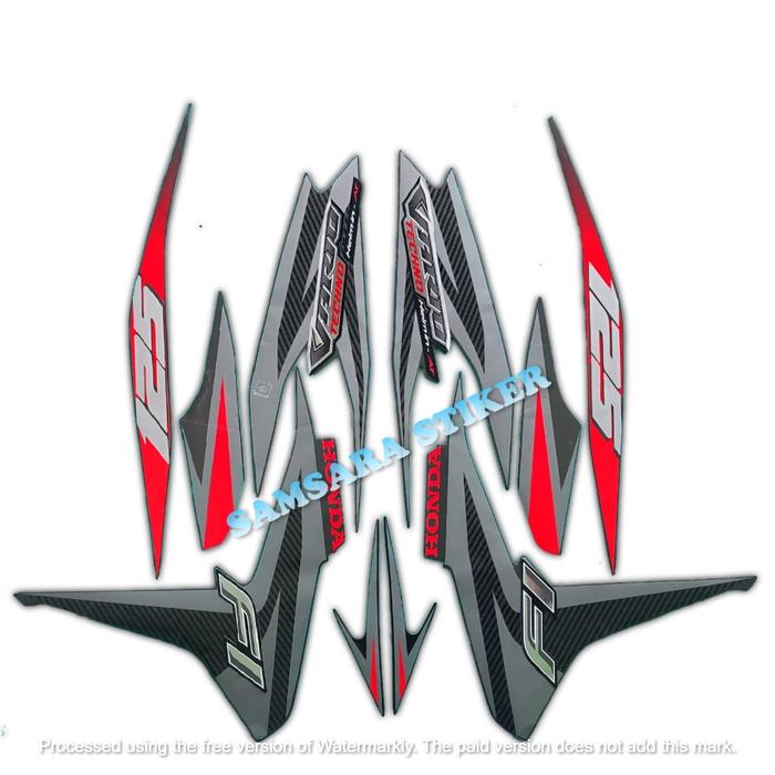 Gambar STICKER STRIPING MOTOR VARIO TECHNO 125 FI 2013 VARIO KZR 1SET Motorcycle - HITAM MERAH dari samsara stiker undefined Tokopedia
