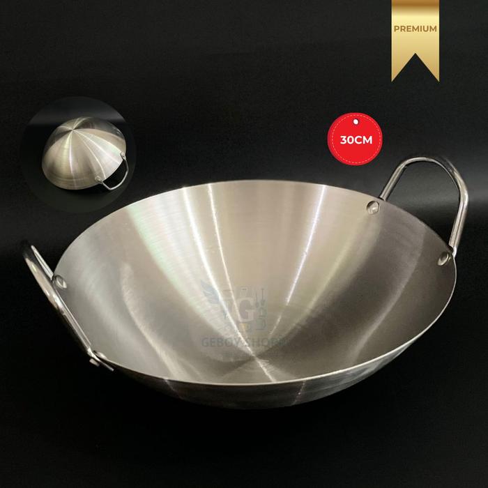 Gambar Ganom Wajan Stainless Premium Anti Lengket – Tebal & Awet, Masak Jadi Lebih Cepat -  Kitchenware - [G1130] 30CM dari Geboyshopp_NEW undefined Tokopedia