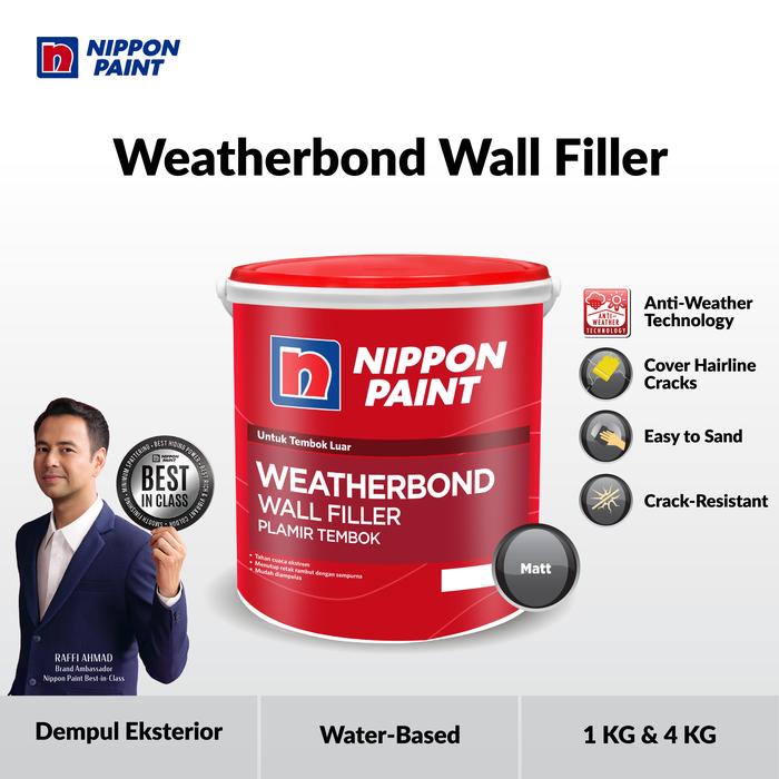 Gambar NIPPON WEATHERBOND WALL FILLER -4KG- PLAMIR/DEMPUL DINDING EKSTERIOR dari Nippon Paint undefined Tokopedia